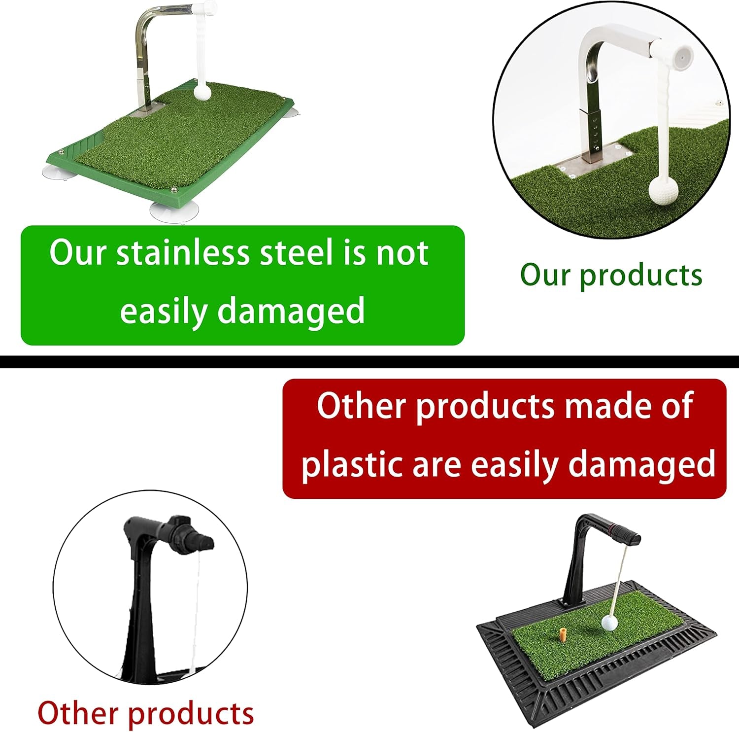 Golf Swing Trainer - Golf Training Equipment with 5 Height Adjustments - Iron and Club Practice Simulator in Home & Indoor - Portable Golf Swing Practice Mat, True Impact