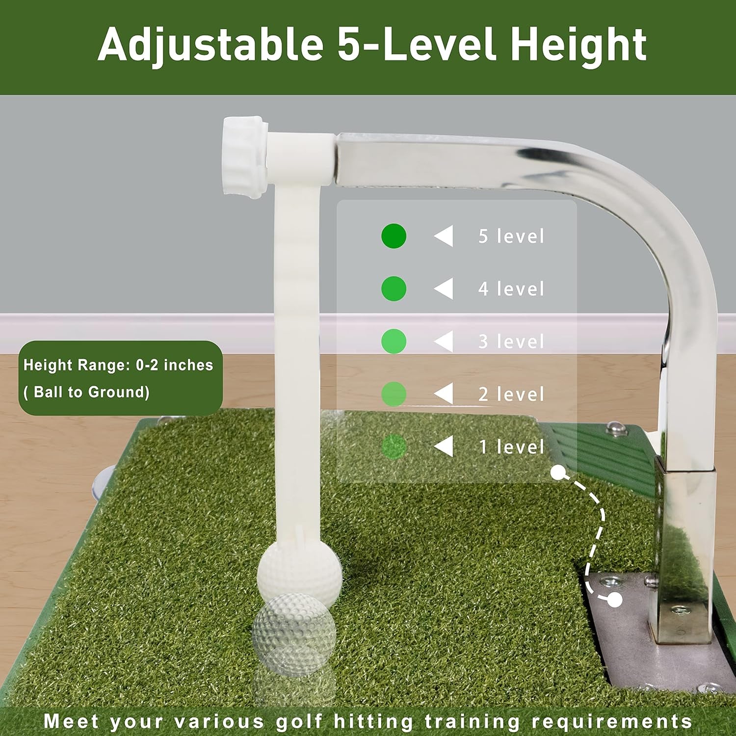 Golf Swing Trainer - Golf Training Equipment with 5 Height Adjustments - Iron and Club Practice Simulator in Home & Indoor - Portable Golf Swing Practice Mat, True Impact