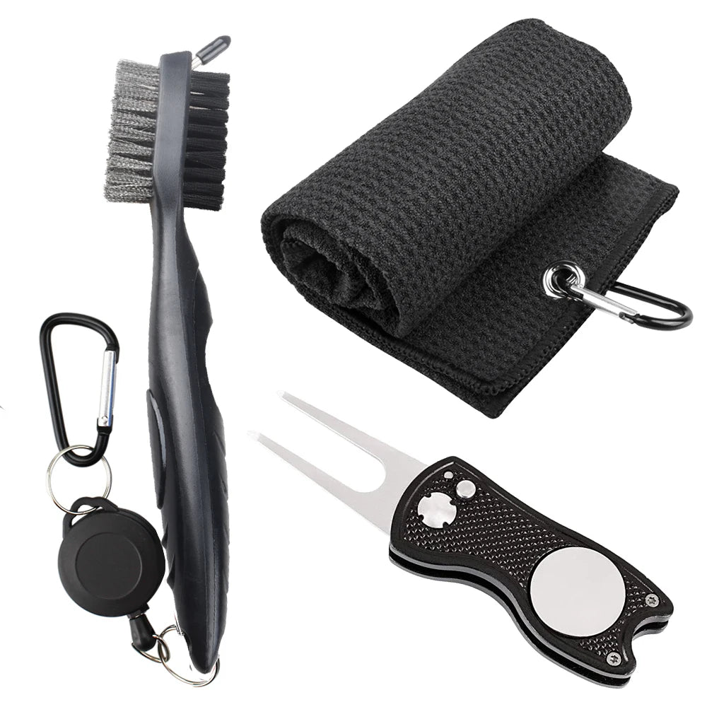 Golf Towel Microfiber Waffle Pattern Golf Brush Tool Kit with Club Groove Cleaner Golf Divot Repair Tool Golf Accessories
