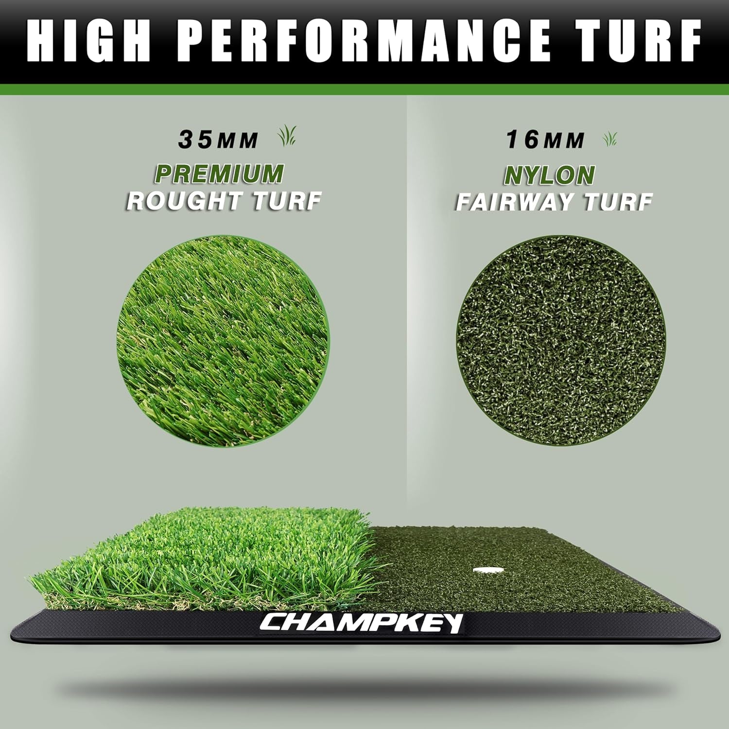 Dual-Turf Golf Hitting Mat | Come with 9 Golf Tees & 1 Rubber Tee | Heavy Duty Rubber Backing Golf Practice Mat Ideal for Indoor & Outdoor Training