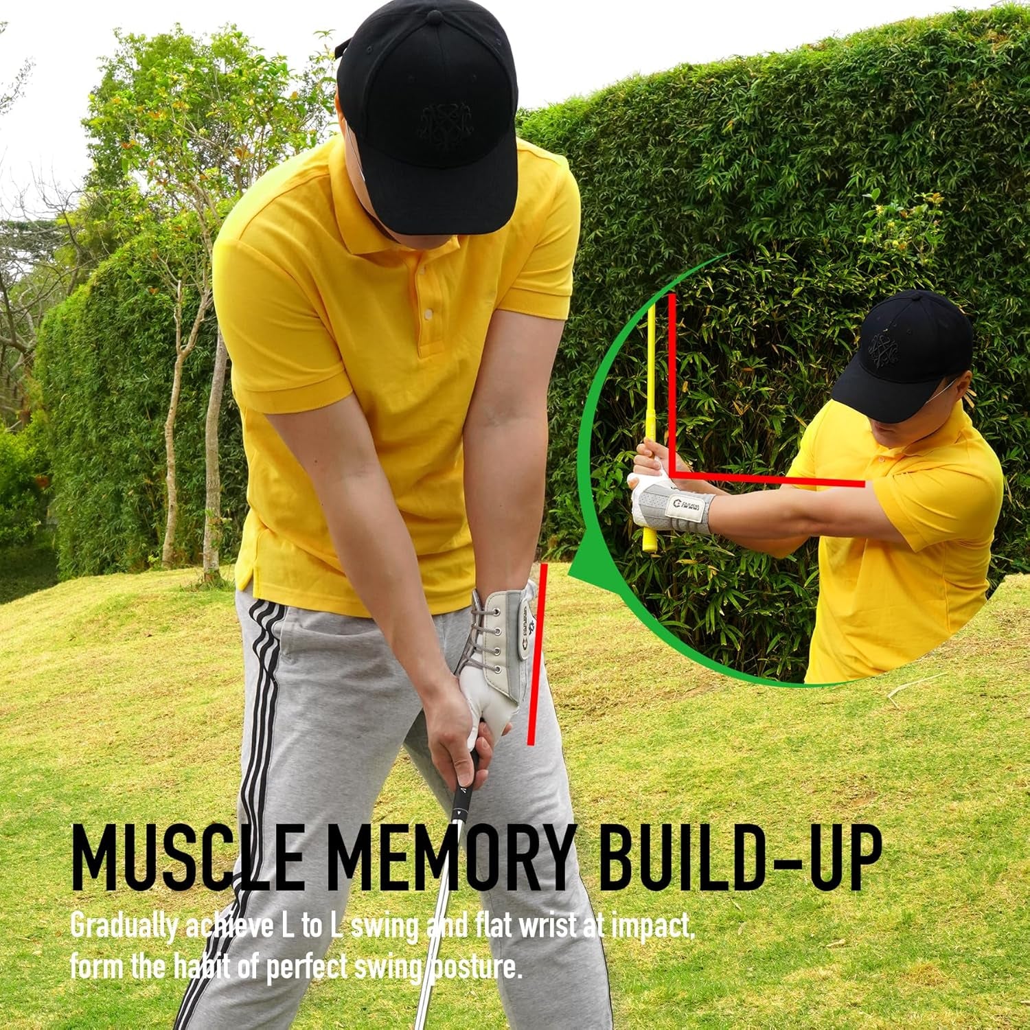 olf Wrist Brace Wrist Hinge Swing Aid, Efficient Golf Swing Training Equipment Wrist Hinge Trainer to Correct Wrist Angle & Develop Muscle Memory for Golf Beginners