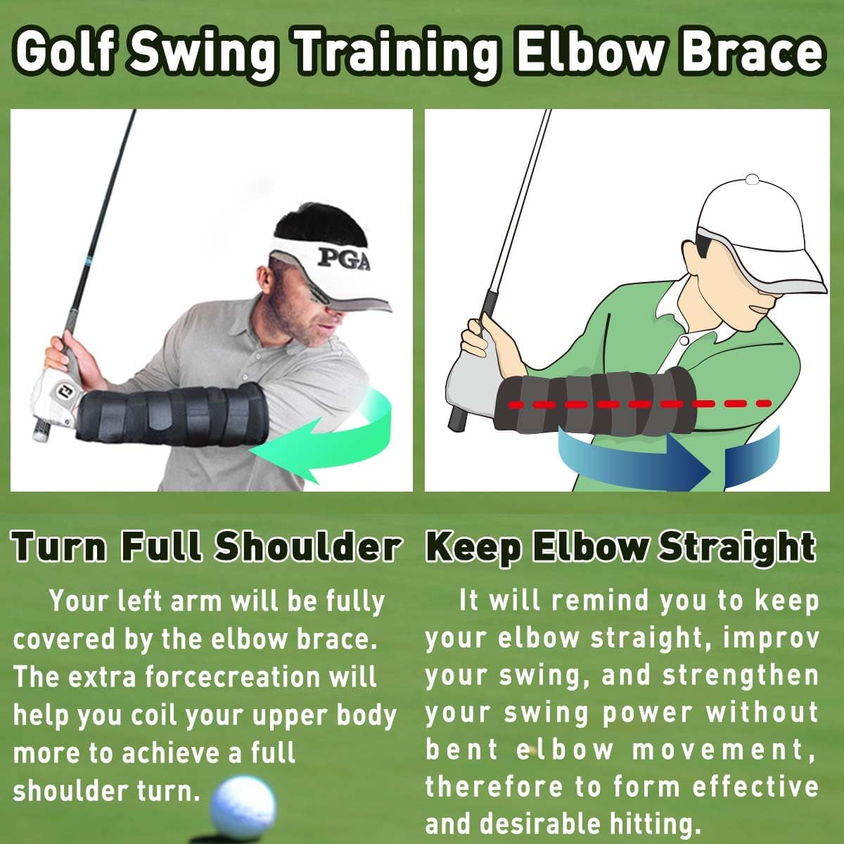 Golf Swing Training Elbow Brace, Straight and Turn Arm Golf Swing Trainer Golf Swing Trainer, Perfect for Amend Chicken Wings and Correction Brace of Golf Swing