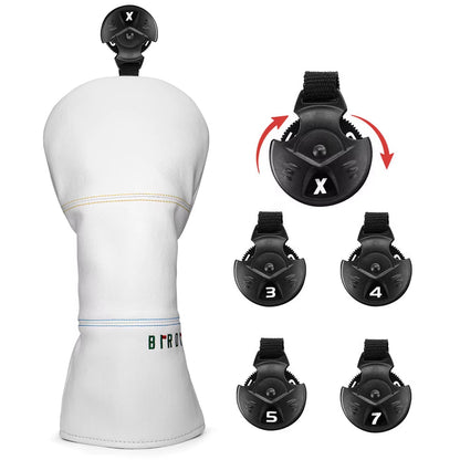 Golf Headcovers Simple Fashion Design Birdie Golf Driver Head Cover Embroidery Driver Fairway Wood Hybrid with Number Tags Bla