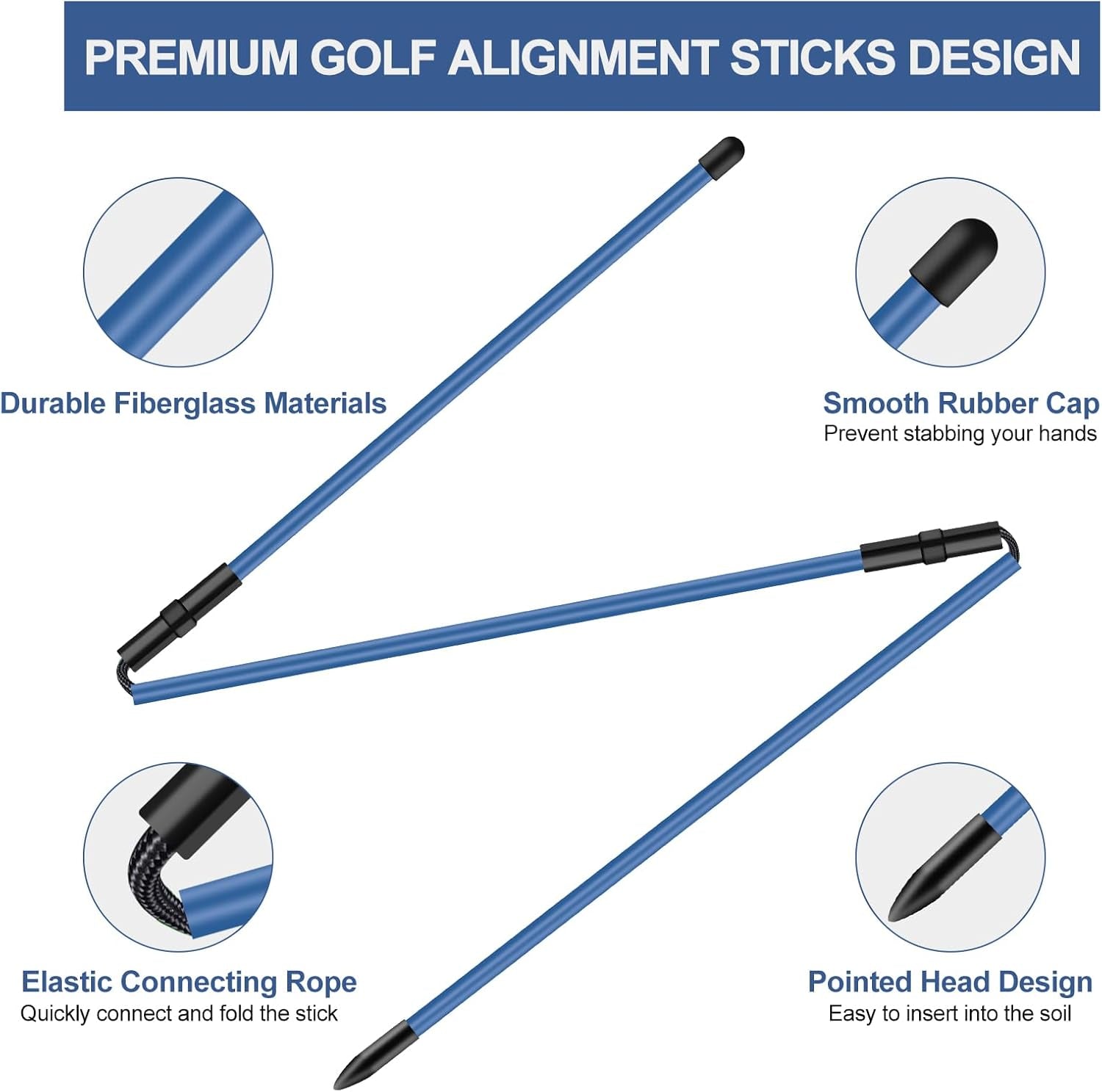 ' Golf Alignment Sticks 2 Pack,Golf Alignment Rods Upgraded 48'' Collapsible Golf Practice Sticks Golf Training Aid for Aiming,Putting,Golf Training Sticks with Clear Tube Case'