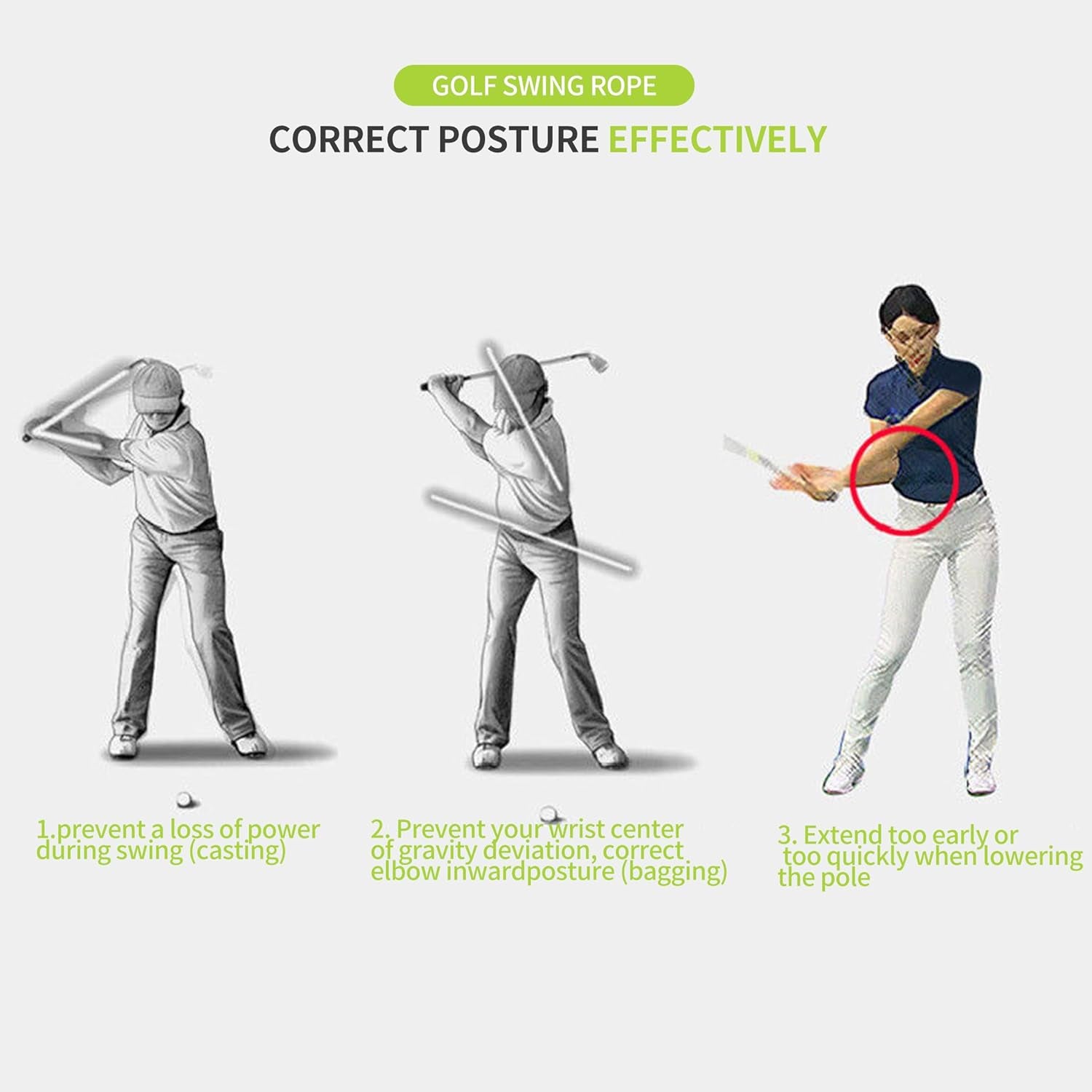 Golf Swing Training Aid Warmup Posture Corrector Golf Swing Trainer Improve Speed Temple Golf Swing Rope Trainer for Arm Strength Golf Training Equipment for Golf Practice Beginner-Lover Elevate Game