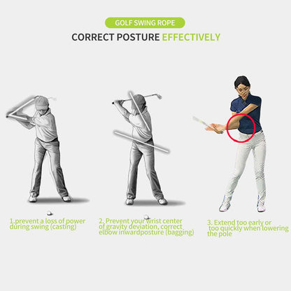 Golf Swing Training Aid Warmup Posture Corrector Golf Swing Trainer Improve Speed Temple Golf Swing Rope Trainer for Arm Strength Golf Training Equipment for Golf Practice Beginner-Lover Elevate Game