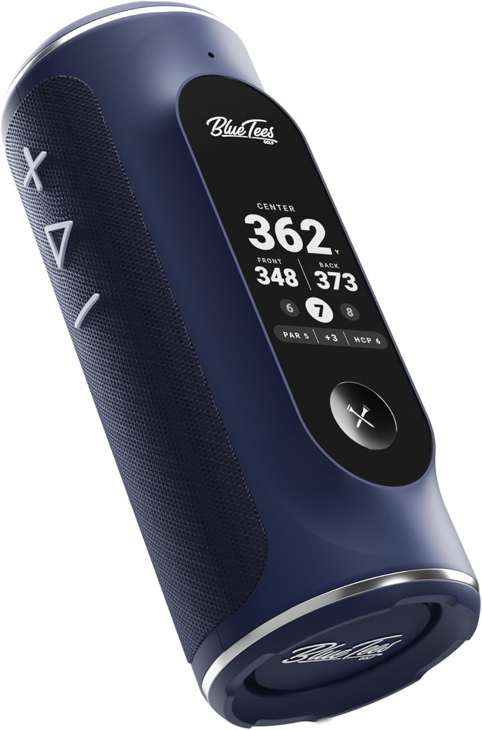 Player+ GPS Speaker with Touch Screen Display, 10+ Hours Battery, 40,000+ Courses, Visual + Audible Distance, Hazard Distance - IPX7 Waterproof (Navy)