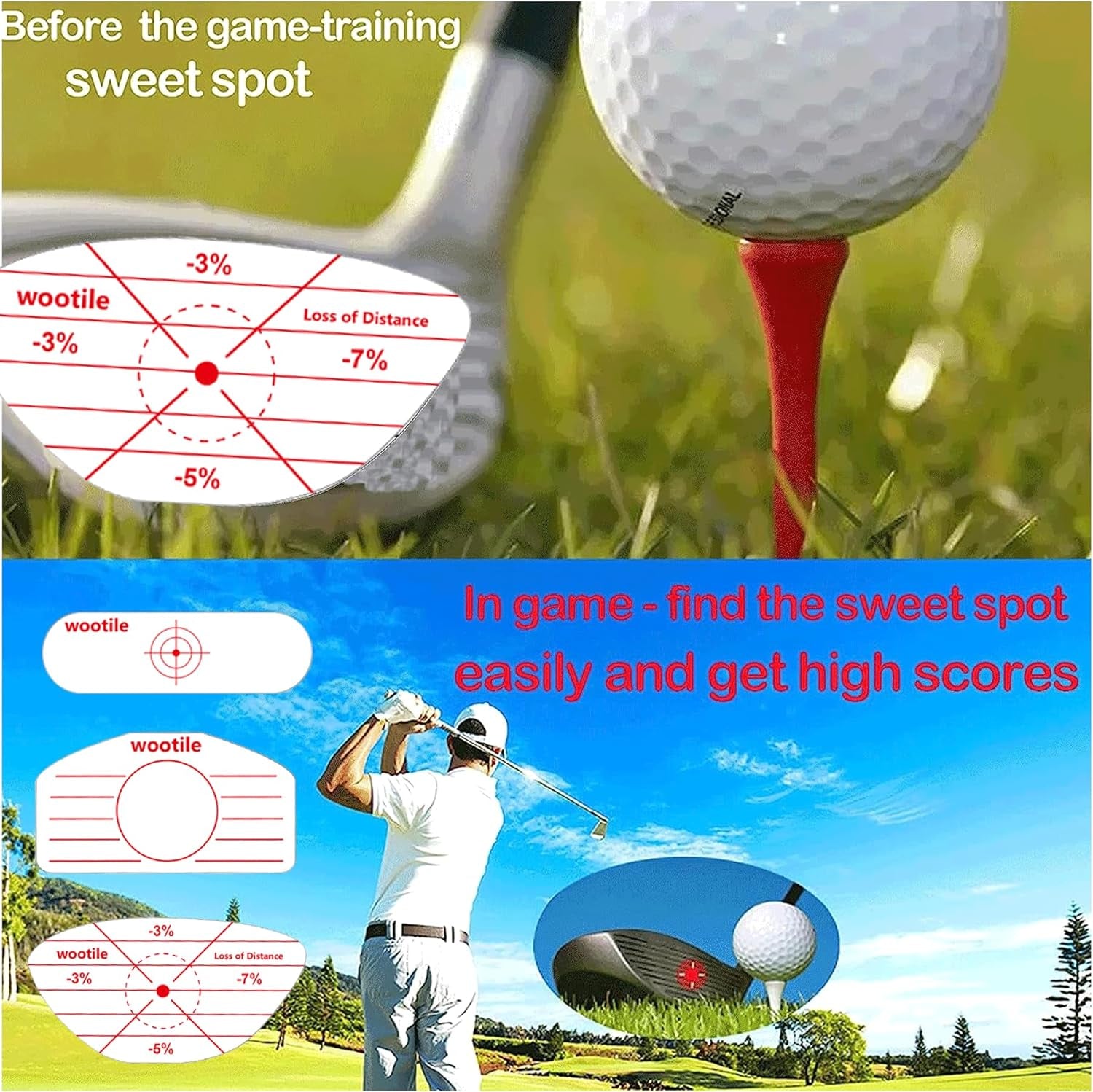 Golf Driver Impact Tape Labels 120 Pcs Golf Impact Stickers for Swing Training Irons Putters and Woods