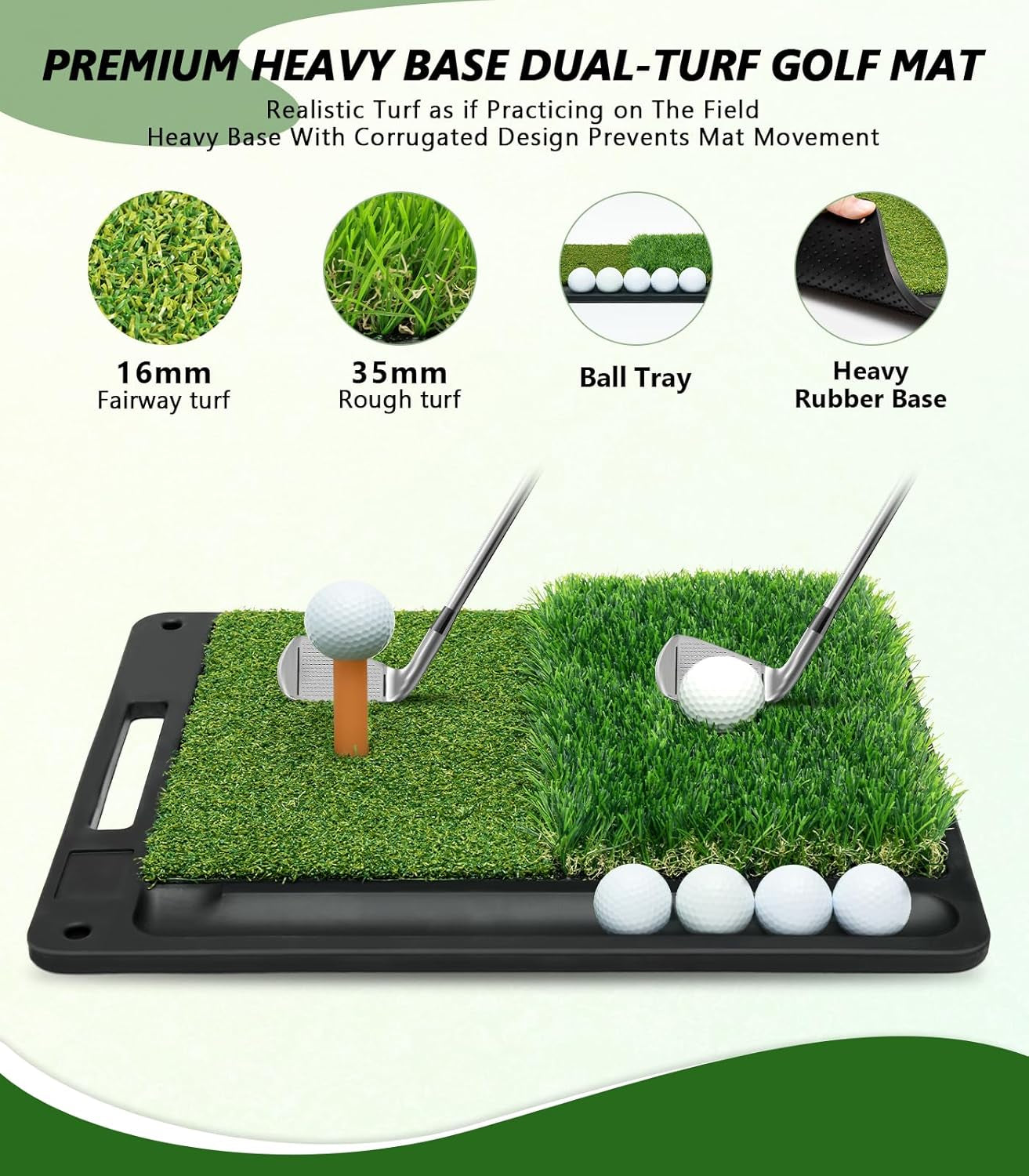 10 X 7Ft Golf Practice Net with Heavy Base Dual-Turf Mat, All-In-One Multi-Target Hitting Net, Chipping Training Nets for Backyard Driving, Dad Grandpa Boy Golfer Birthday Gift