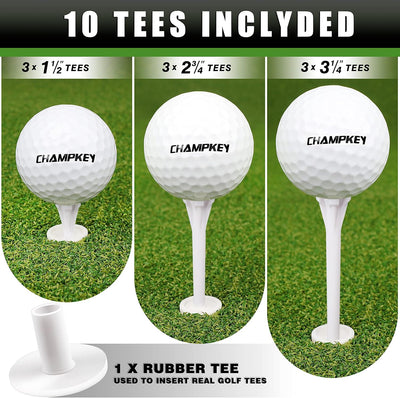 Dual-Turf Golf Hitting Mat | Come with 9 Golf Tees & 1 Rubber Tee | Heavy Duty Rubber Backing Golf Practice Mat Ideal for Indoor & Outdoor Training