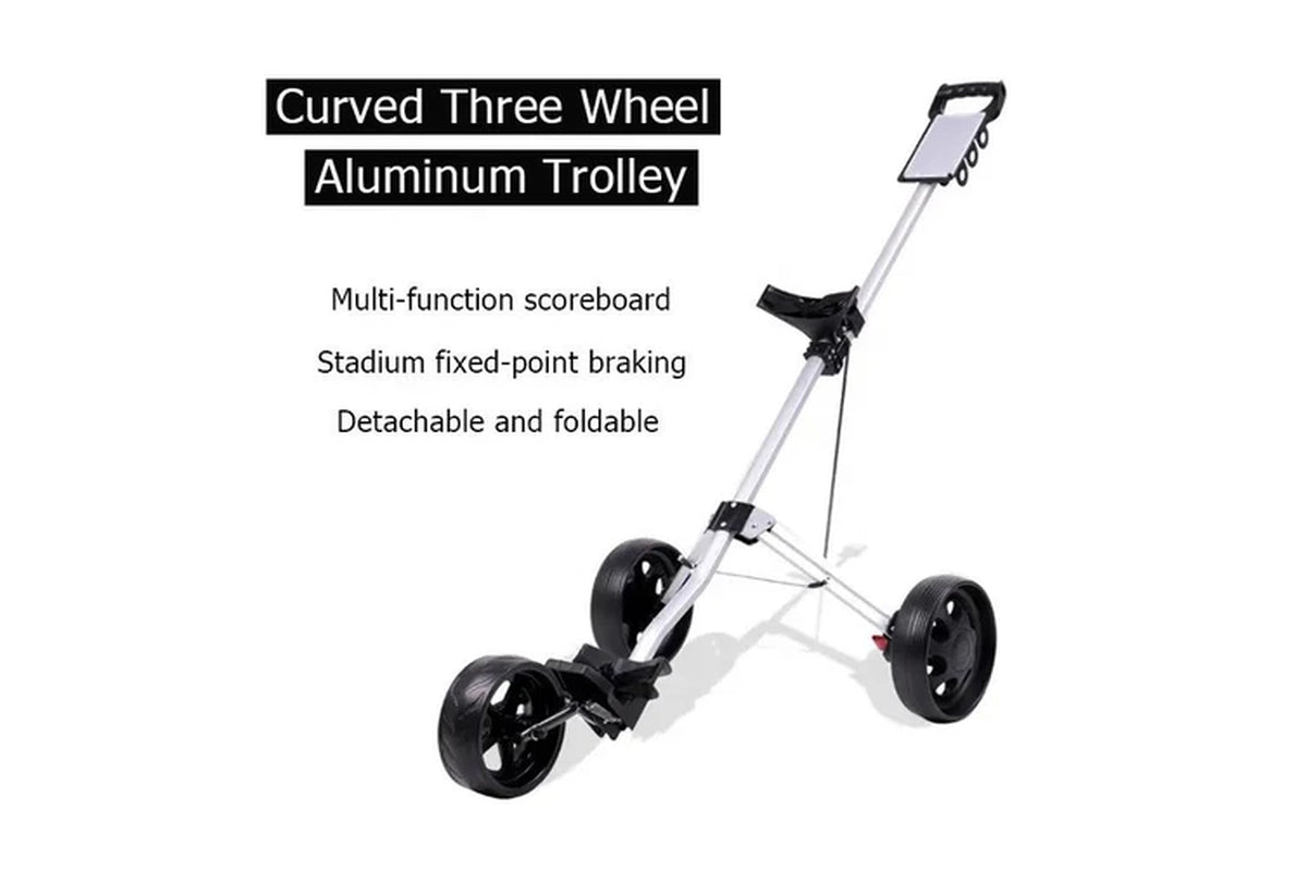 Prostrike Aluminium Golf Bag Trolley Push Cart Folding Scorecard with Phone Holder