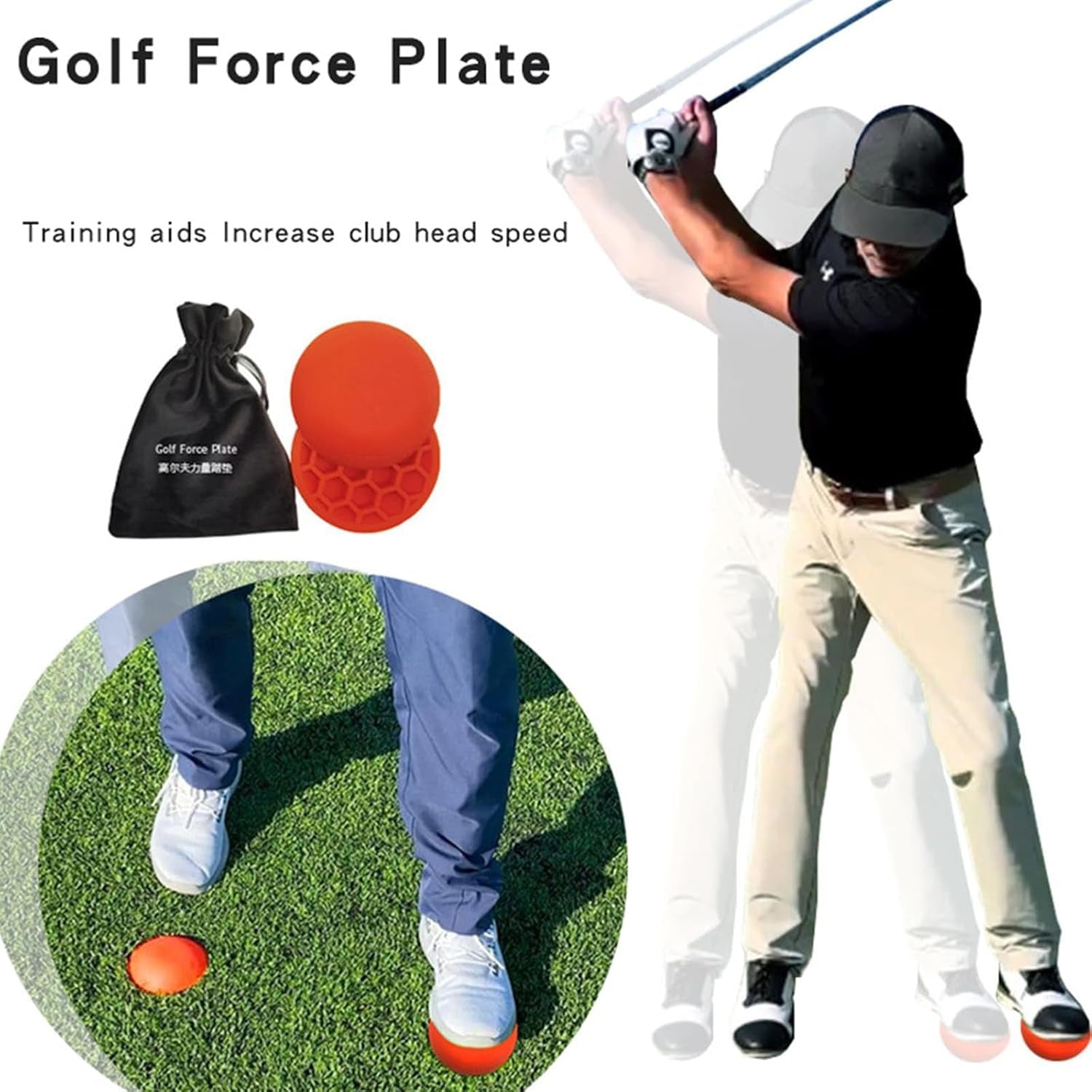 Golf Physical Strength Pad Force Plate | Rubber Force Pedal Exerciser Step Pad for Golf Swing - Golf Accessories for Improved Golf Game, Golf Teaching & Training Aid for Club Practice Equipment