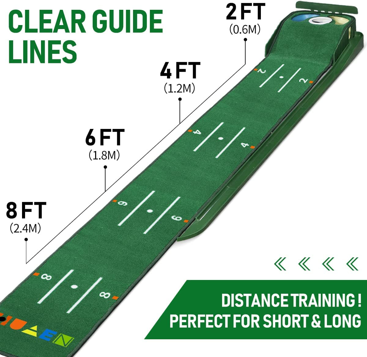 Golf Putting Green, Mat for Indoors, Golf Putting Matt with Ball Return and 3 Holes, Golf Training and Practice Equipment at Home or Office, Golf Gifts Accessories for Men…