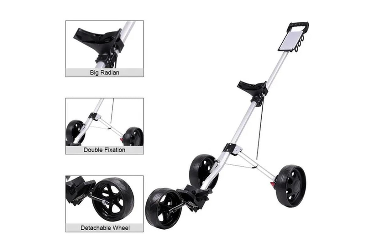 Prostrike Aluminium Golf Bag Trolley Push Cart Folding Scorecard with Phone Holder