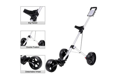 Prostrike Aluminium Golf Bag Trolley Push Cart Folding Scorecard with Phone Holder