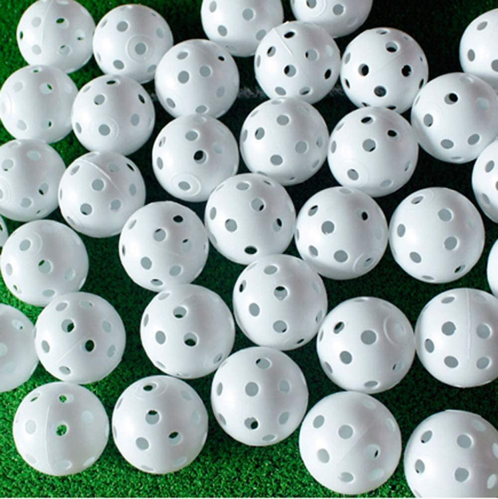 Plastic Golf Training Balls 42 Mm Golf Balls for Indoor Putting Green Backyard Outdoor Practice Equipment with 2 Golf Ball Tees