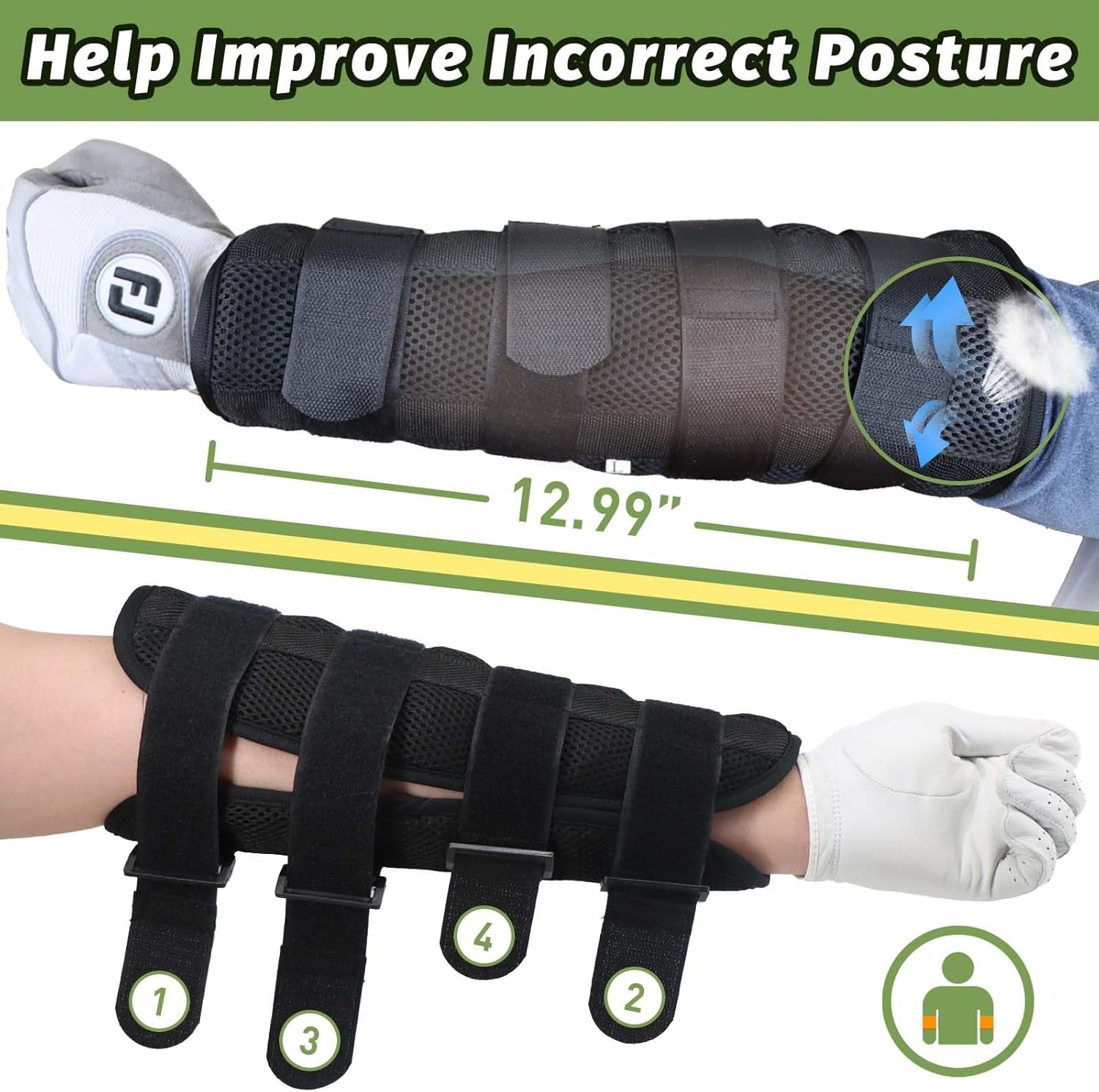 Golf Swing Training Elbow Brace, Straight and Turn Arm Golf Swing Trainer Golf Swing Trainer, Perfect for Amend Chicken Wings and Correction Brace of Golf Swing