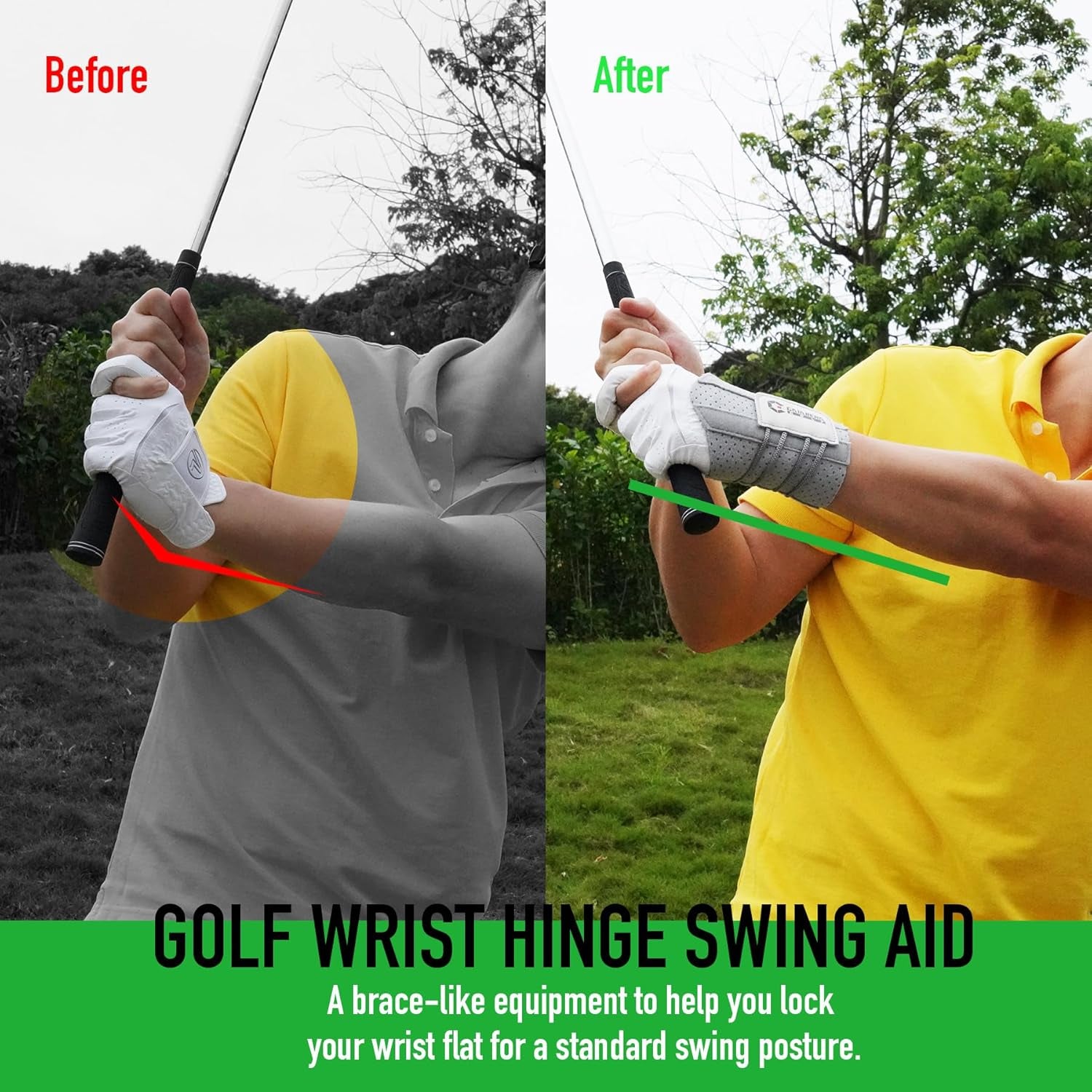 olf Wrist Brace Wrist Hinge Swing Aid, Efficient Golf Swing Training Equipment Wrist Hinge Trainer to Correct Wrist Angle & Develop Muscle Memory for Golf Beginners